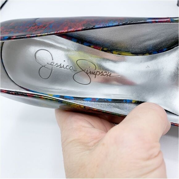 Jessica Simpson Retro Colorful Splatter Pattern Platform Stiletto Heels Sz 8 - Picture 8 of 14